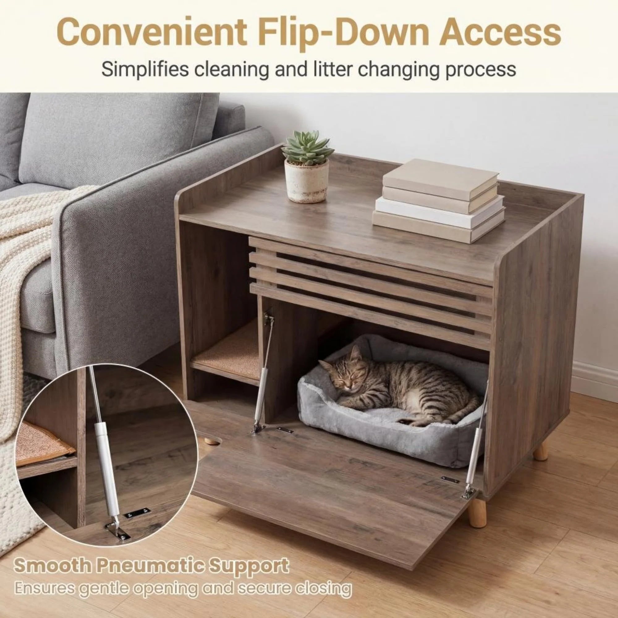 Tangkula Farmhouse Litter Box Enclosure