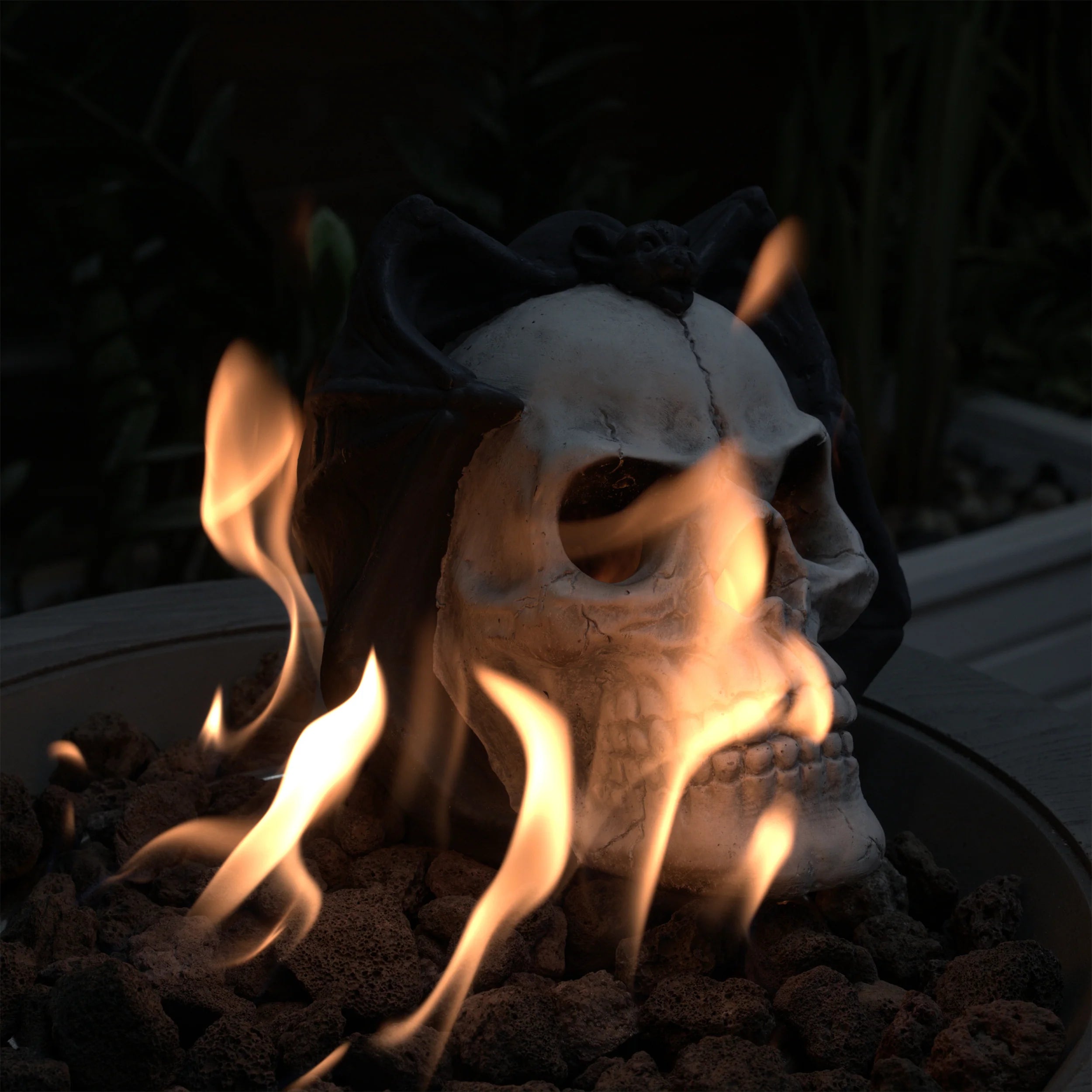 AECOJOY Fire Pit Demon Skull Gas Log for Ventless & Vent Free, Halloween Decor