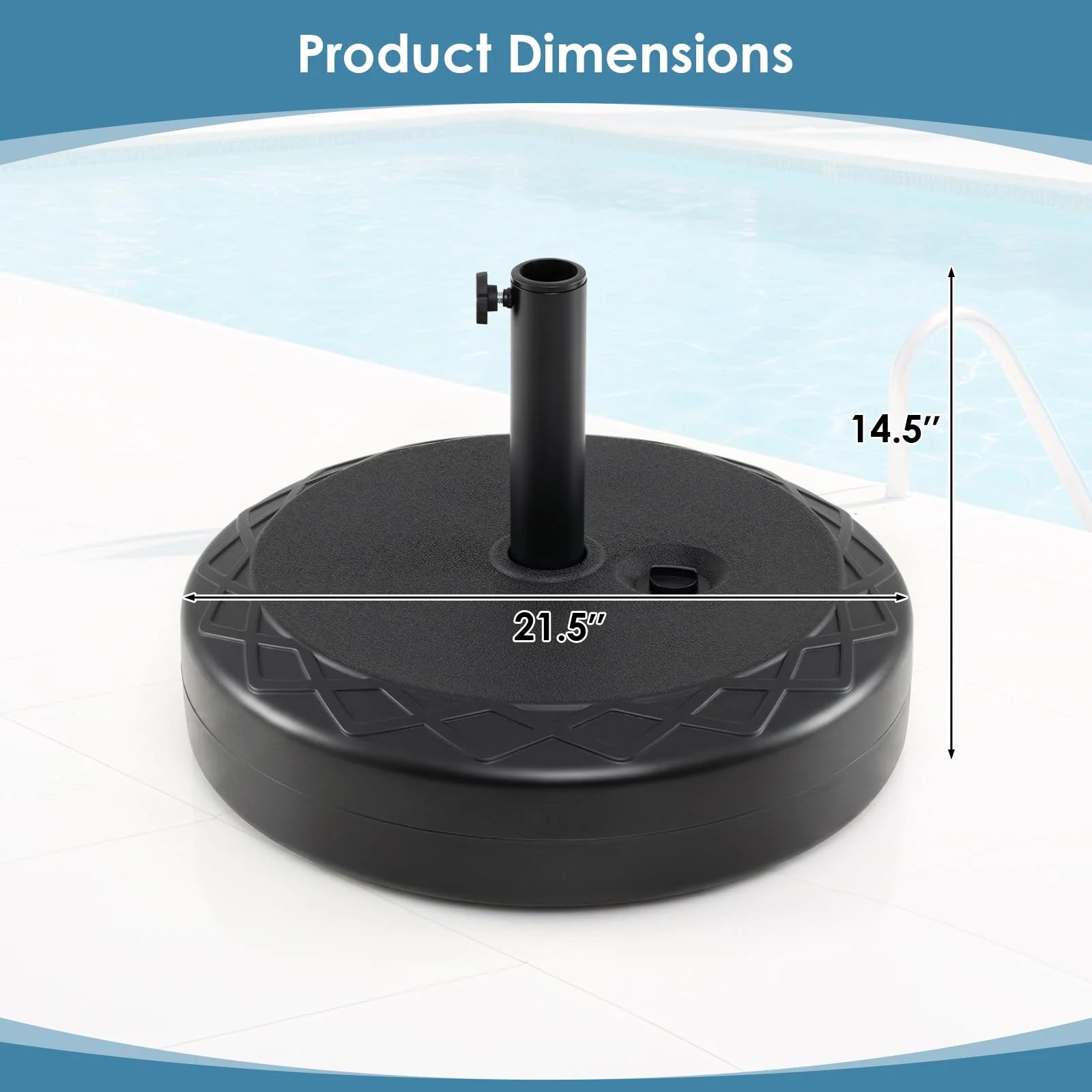 Tangkula 114 lbs Umbrella Base with Handle for 1.5"-1.9" Poles