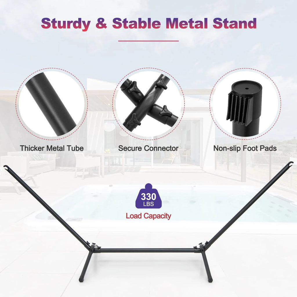 Tangkula Hammock with Stand, 10.5Ft Space Saving Steel Hammock Stand with Cotton Hammock & Carrying Bag