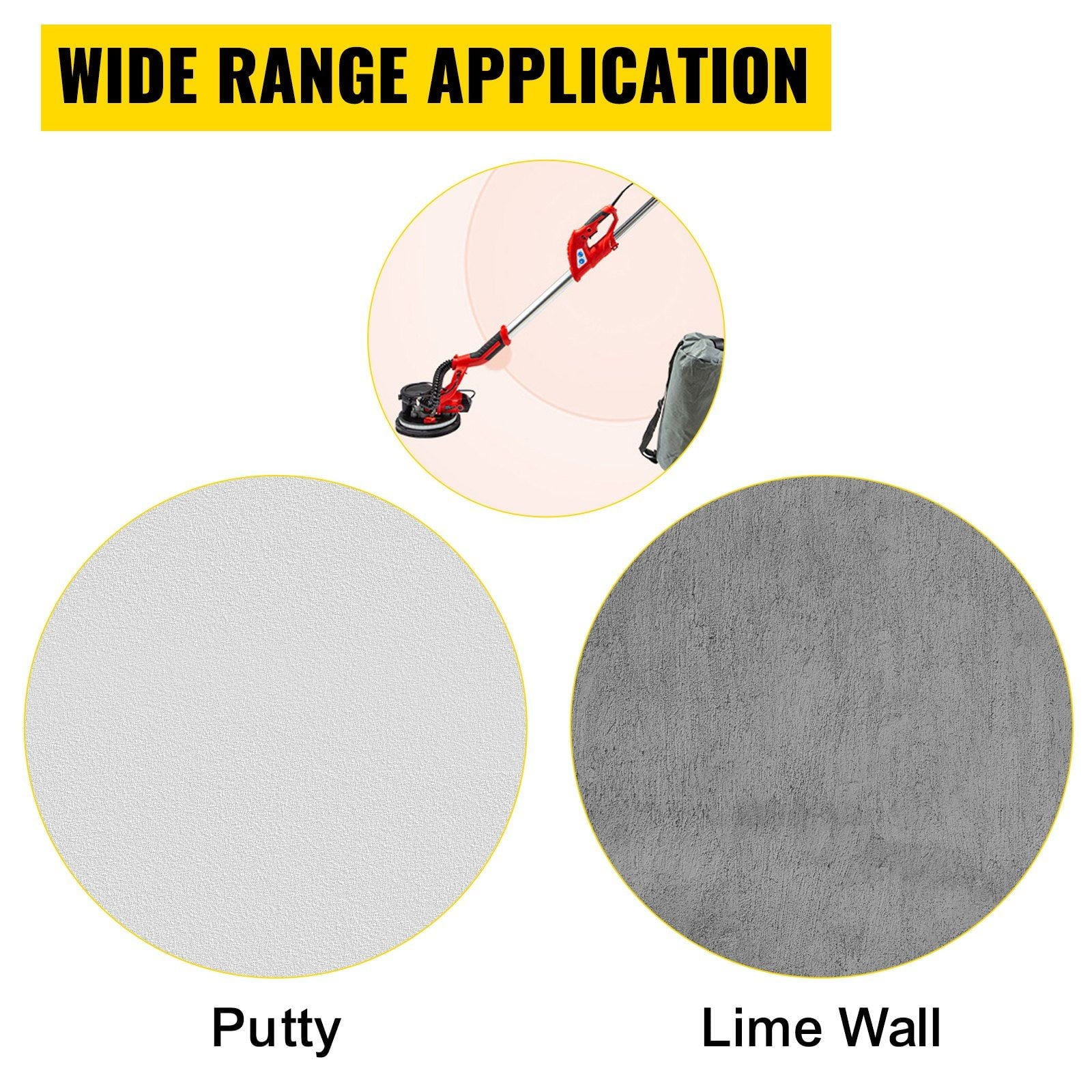 Drywall Sander 850W, Electric Drywall Sander, Electric Sander, with LED Strip Light and Vacuum Bag, Variable Speed 800 - 1750 RPM, Foldable Sheetrock Sander, with Telescope Handle, Wall Sander