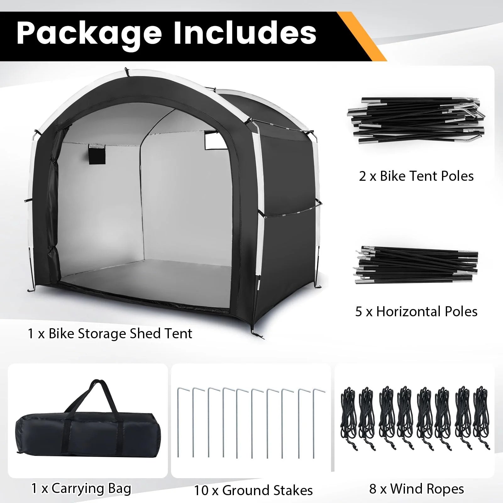 Tangkula Outdoor Portable Bicycle Storage Shelter Tent for 5 Bikes with 210D Oxford Fabric