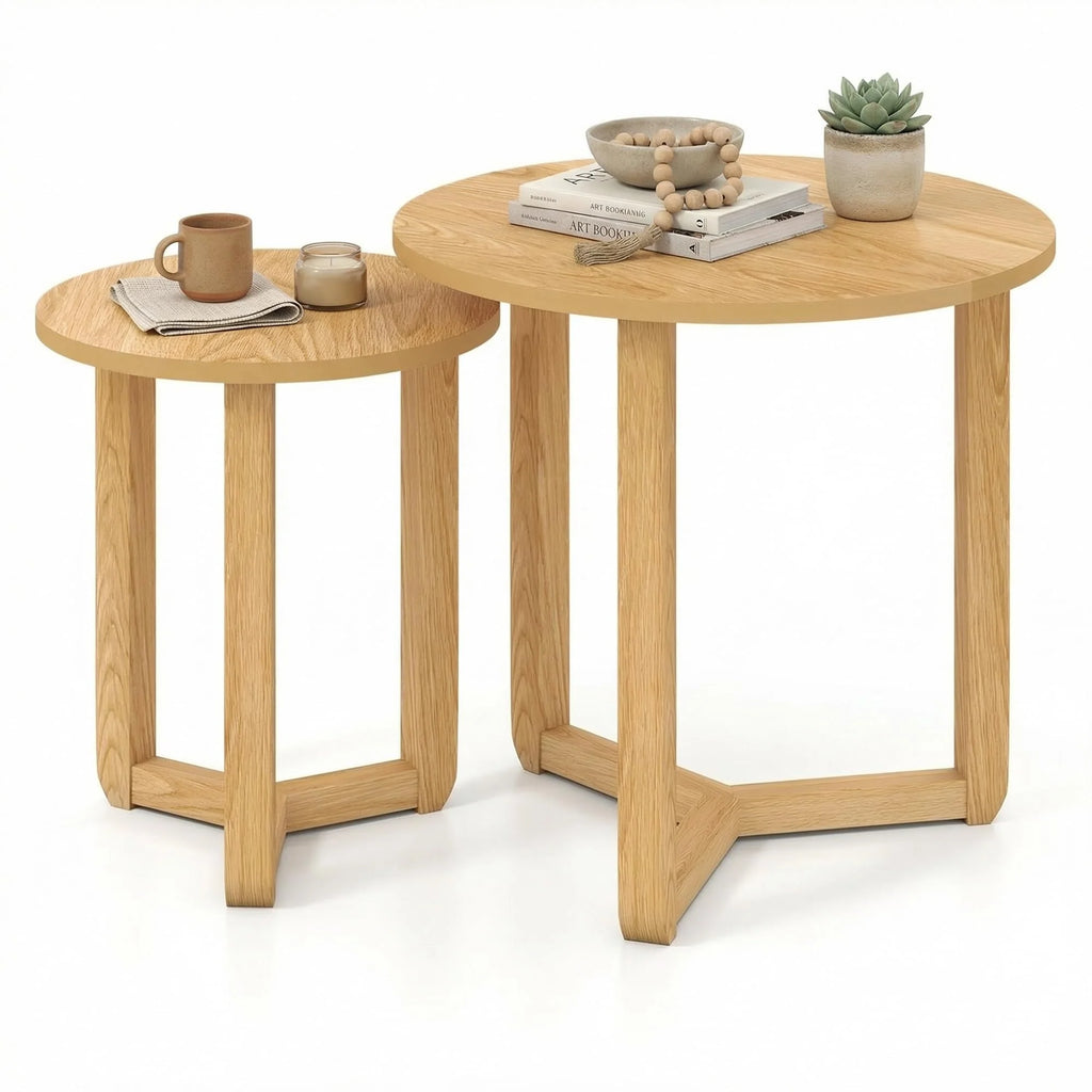 Tangkula Round Nesting Coffee Table Set of 2