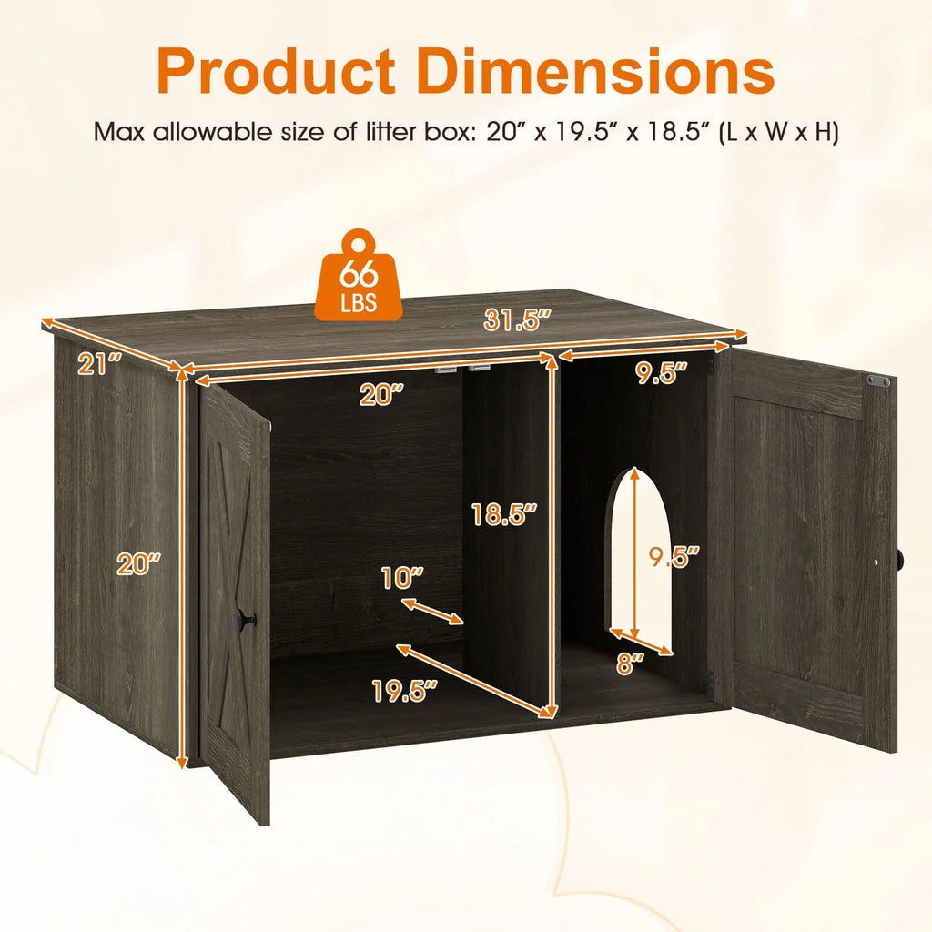Tangkula Hidden Cat Litter Box Enclosure Furniture with Divider