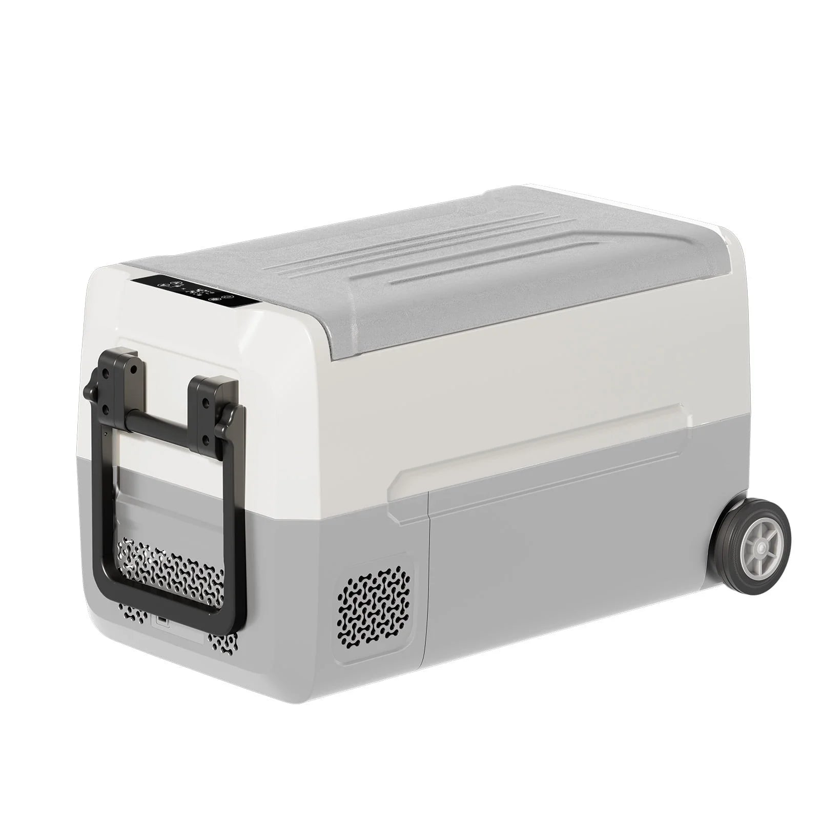 DISHUP 12V Portable Car Refrigerator, 53QT(50 L) Electric Cooler with Dual Zone, DC & AC, Ideal for RV, Camping, Travel, Truck