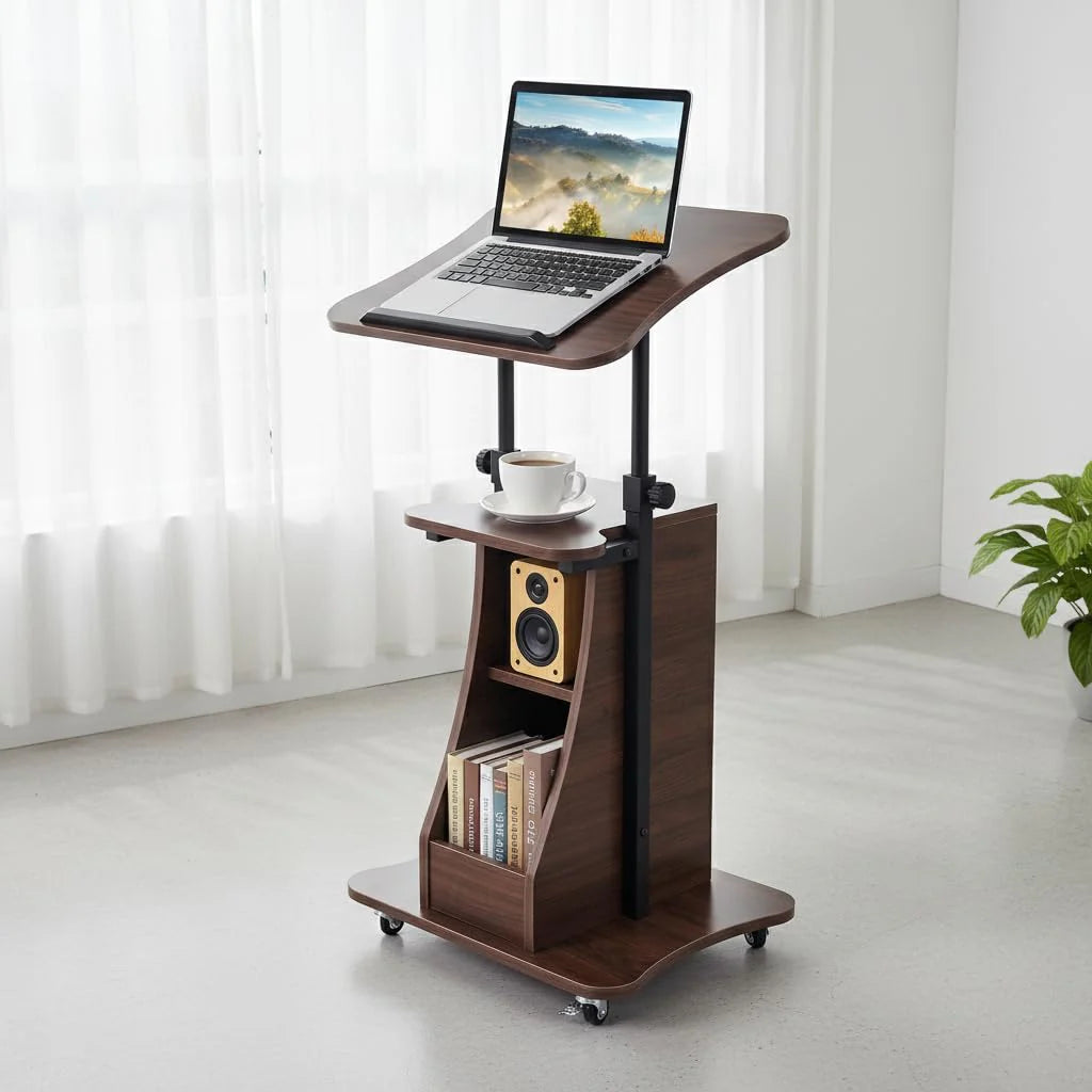 Tangkula Mobile Lectern Podium Height Adjustable Podium Stand