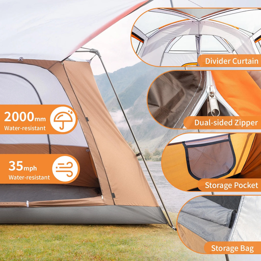 Zimtown 10 Person Tent Large Multi Room Tent for Family Camping Cabin Huge Tent with Carry Bag