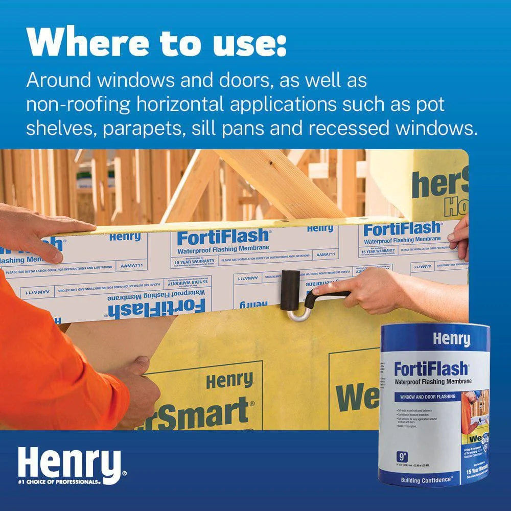Fortifiber FortiFlash 25 Mil Self-Adhered Waterproof Flashing Membrane Roll, 9 in. x 75 ft.