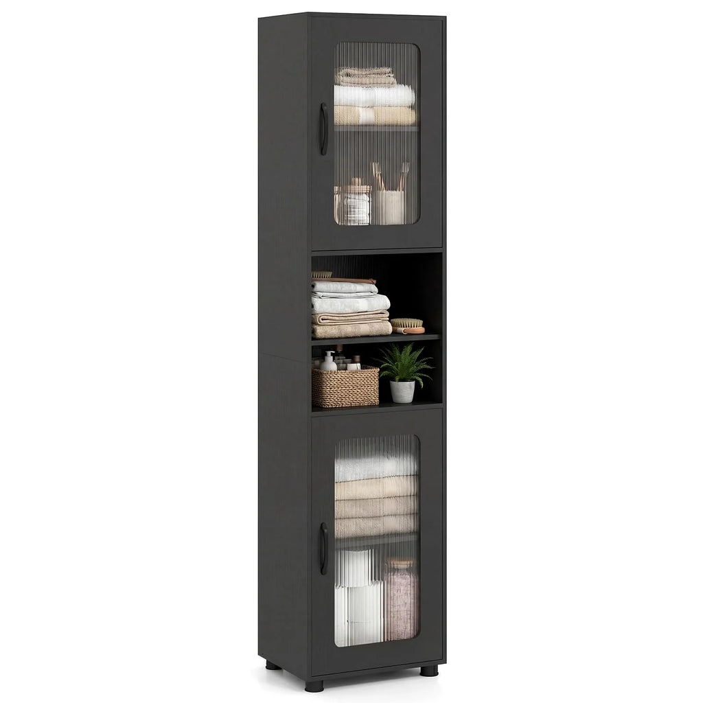 Tangkula 67” Tall Bathroom Cabinet Adjustable Open Shelf Space-Saving Modern Corner Tower