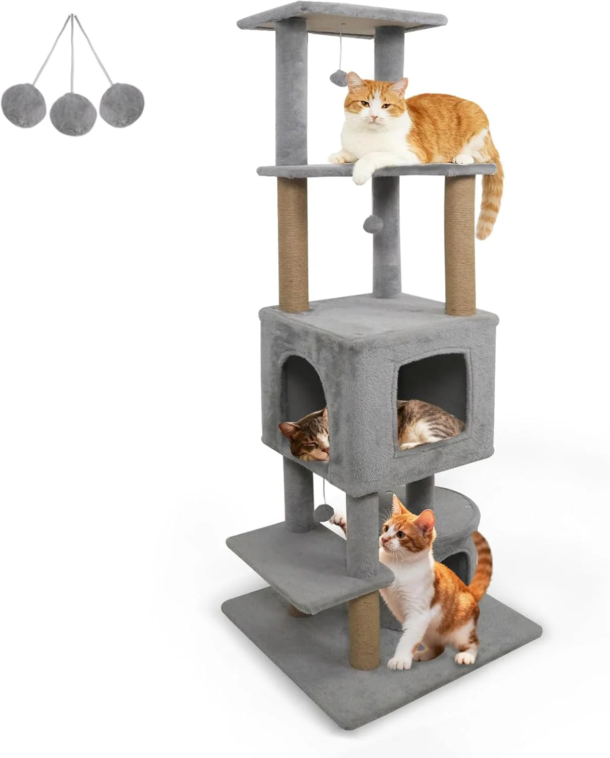 Tangkula 64 Inch Tall Cat Tree Multi-Level Cat Tower with 2 Large Condos