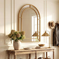 Tangkula 35" x 23" Gold Arched Wall Mirror (Arched)