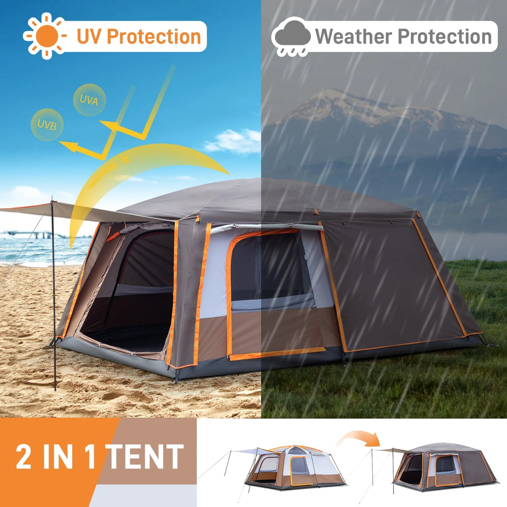 Zimtown 10 Person Tent Large Multi Room Tent for Family Camping Cabin Huge Tent with Carry Bag
