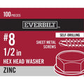 #8 x 1/2 in Galvanized Hex Head Self-Drilling Screw, Heritage Cream (100-Pack)