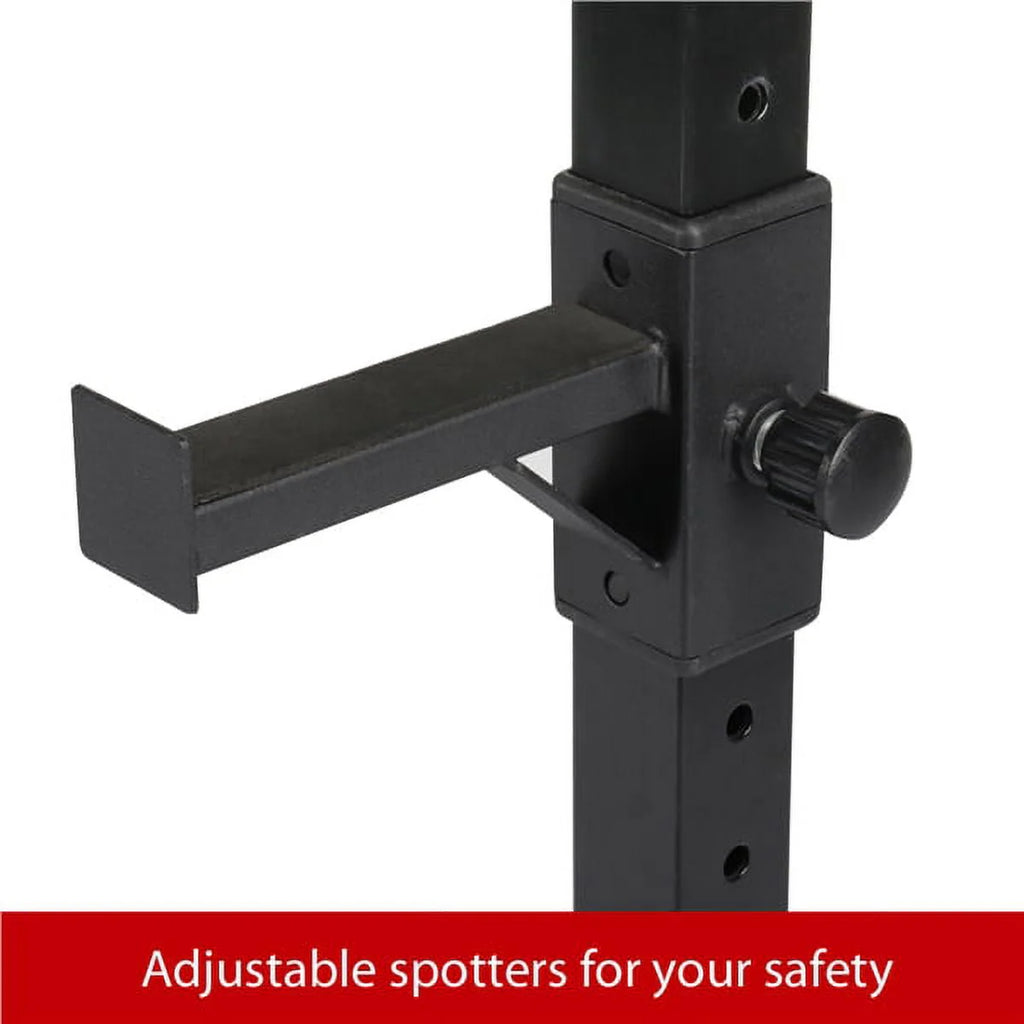 2 - Piece Adjustable Squat Stand Rack or Barbell Free Press Bench, Black
