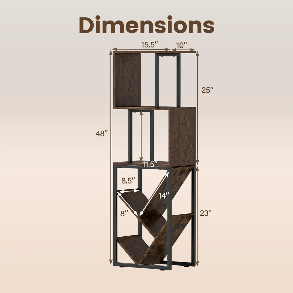 Tangkula 6-Tier Bookshelf Floor Standing S-Shaped Geometric Bookcase(1/2)