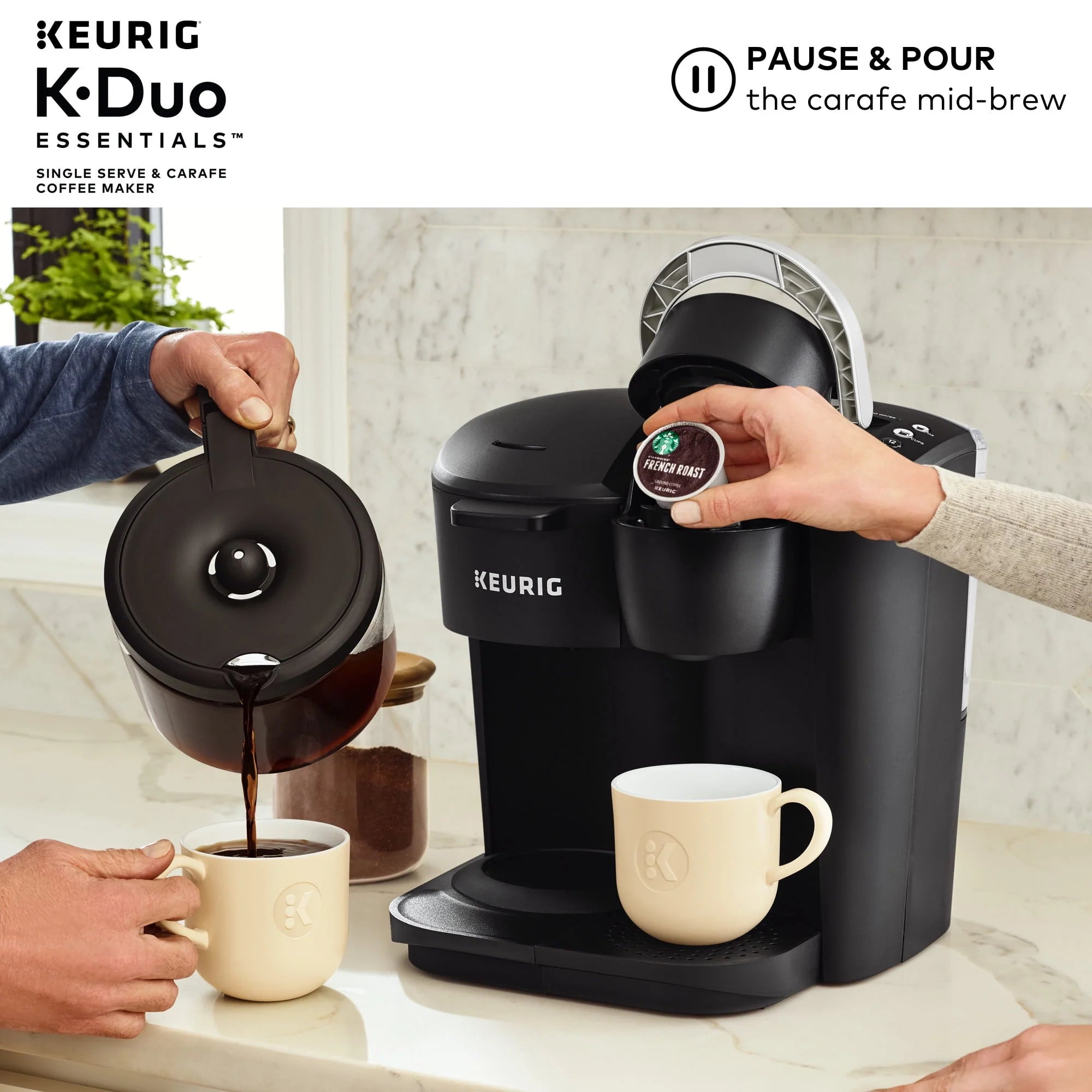 Keurig K - Duo Essentials Black Single - Serve K - Cup Pod Coffee Maker, Black