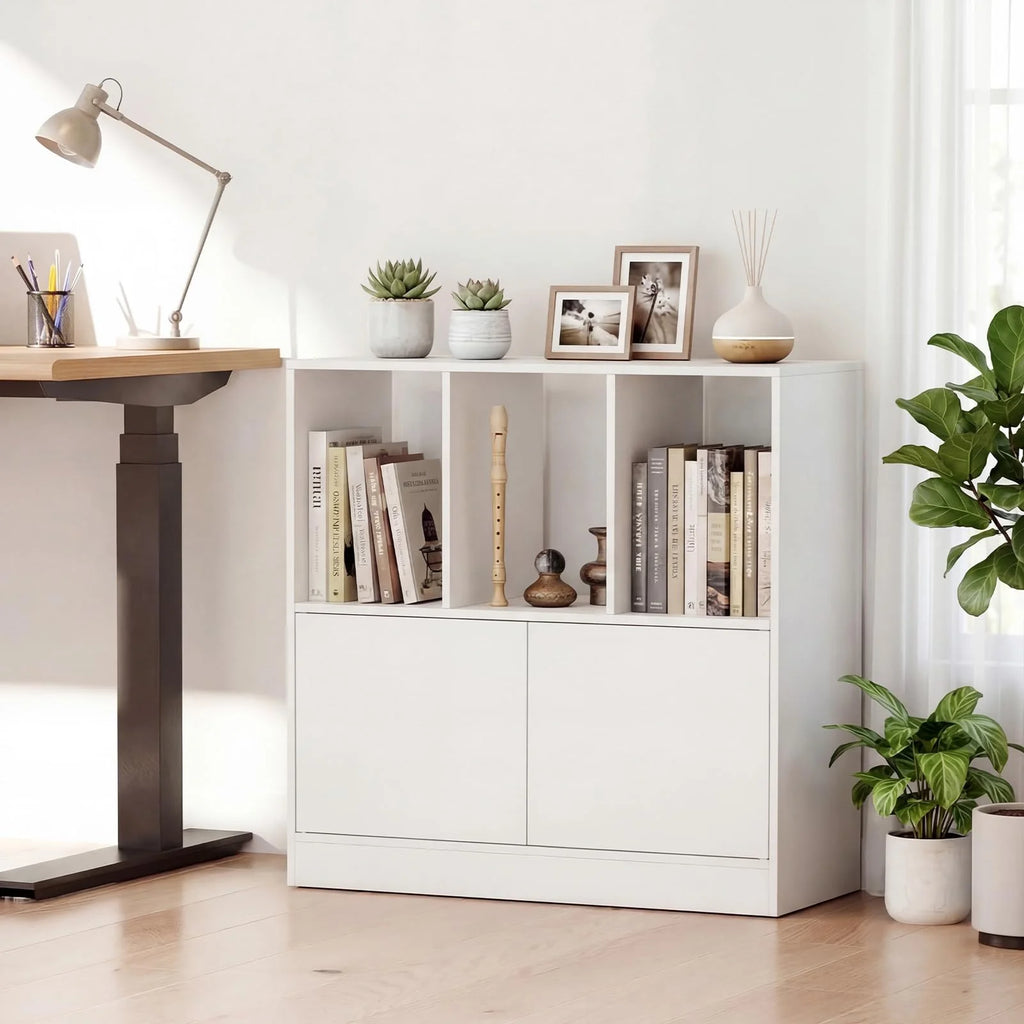 Tangkula 3-Cube Bookcase with Cabinet for Study Home Office Living Room
