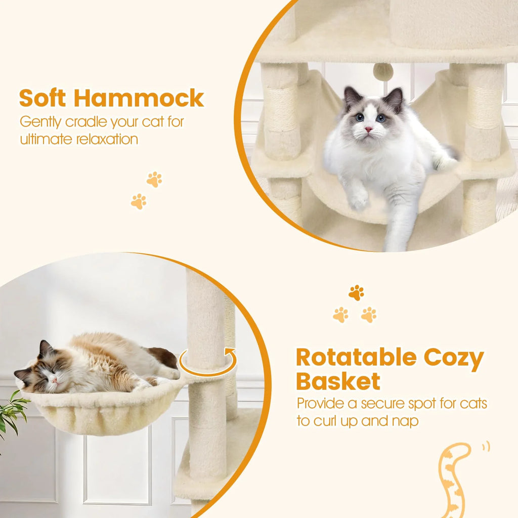 Tangkula 66 Inch Tall Cat Tree Multi-Level Cat Tower with Sisal Scratching Posts