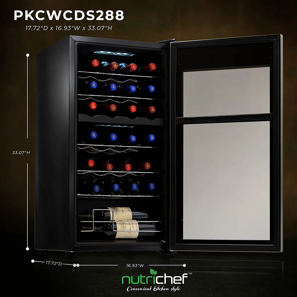 Nutrichef 33 Bottle Dual - Zone Refrigerator PKCWCDS335
