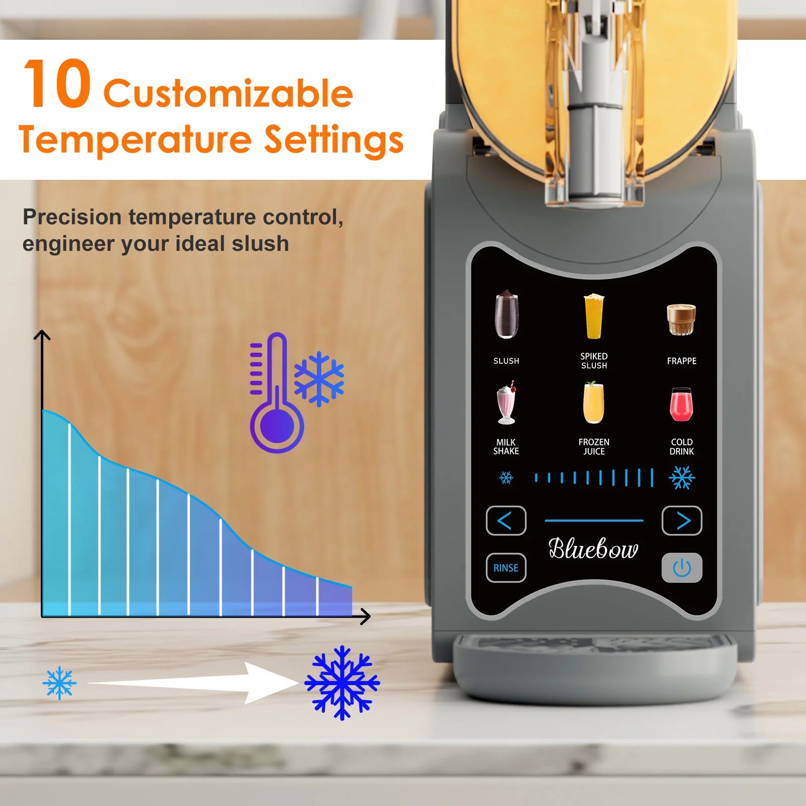 Bluebow Slushie Machine for Home, 88 oz Vessel Slush Maker with 6 Presets, No Ice Needed, Frozen Drink Maker for Smoothie, Frappe, Milkshakes and More