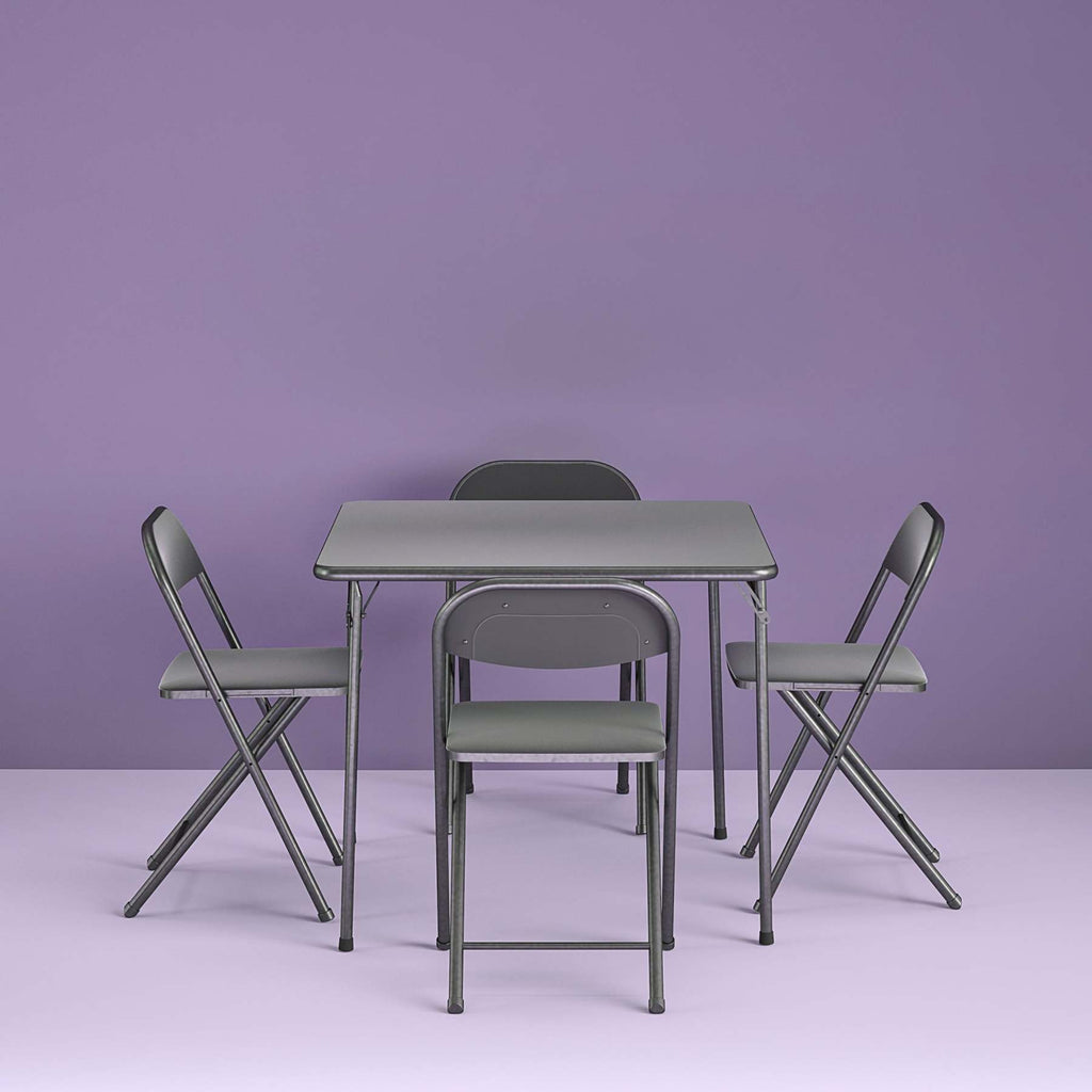 Cosco 5-Piece Folding Card Table Set, Black - Vinyl Seats, Easy Storage, Durable