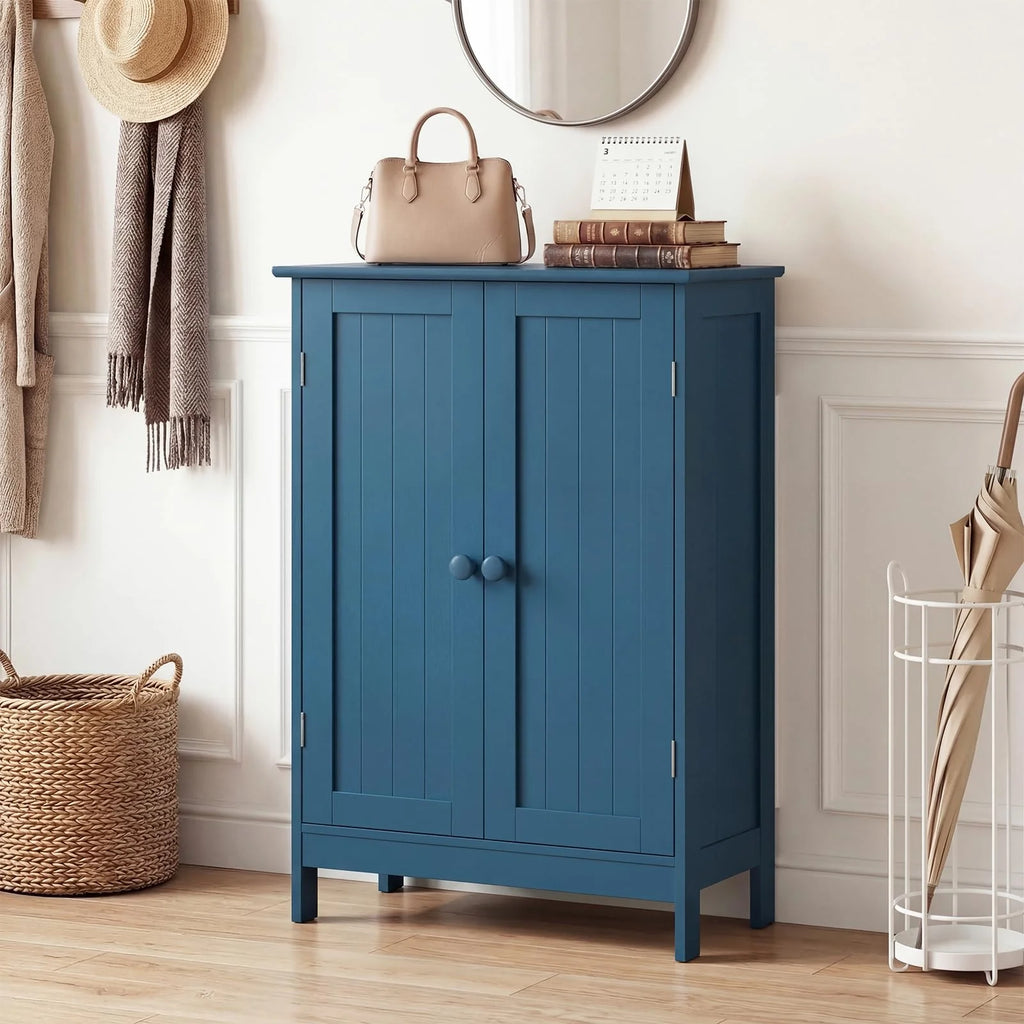 Tangkula Bathroom Storage Cabinet Freestanding Wooden Floor Cabinet