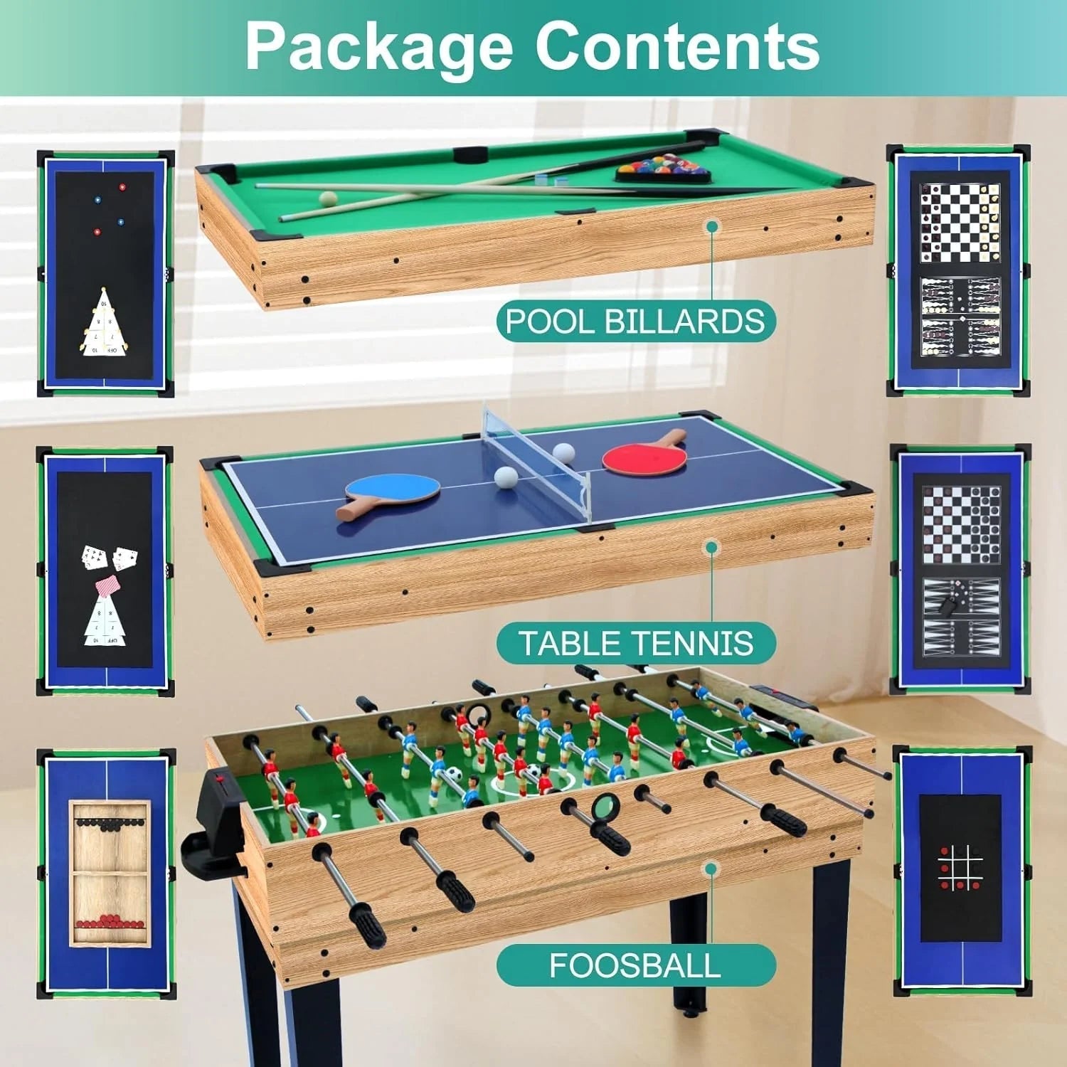 12-in-1 Game Table - 48" Combo Game Table, Ping Pong Table, Foosball Table, Air Hockey Table, Pool Table - Sports Arcade Games with Accessories - Ideal for Game Rooms and Family Game Nights!