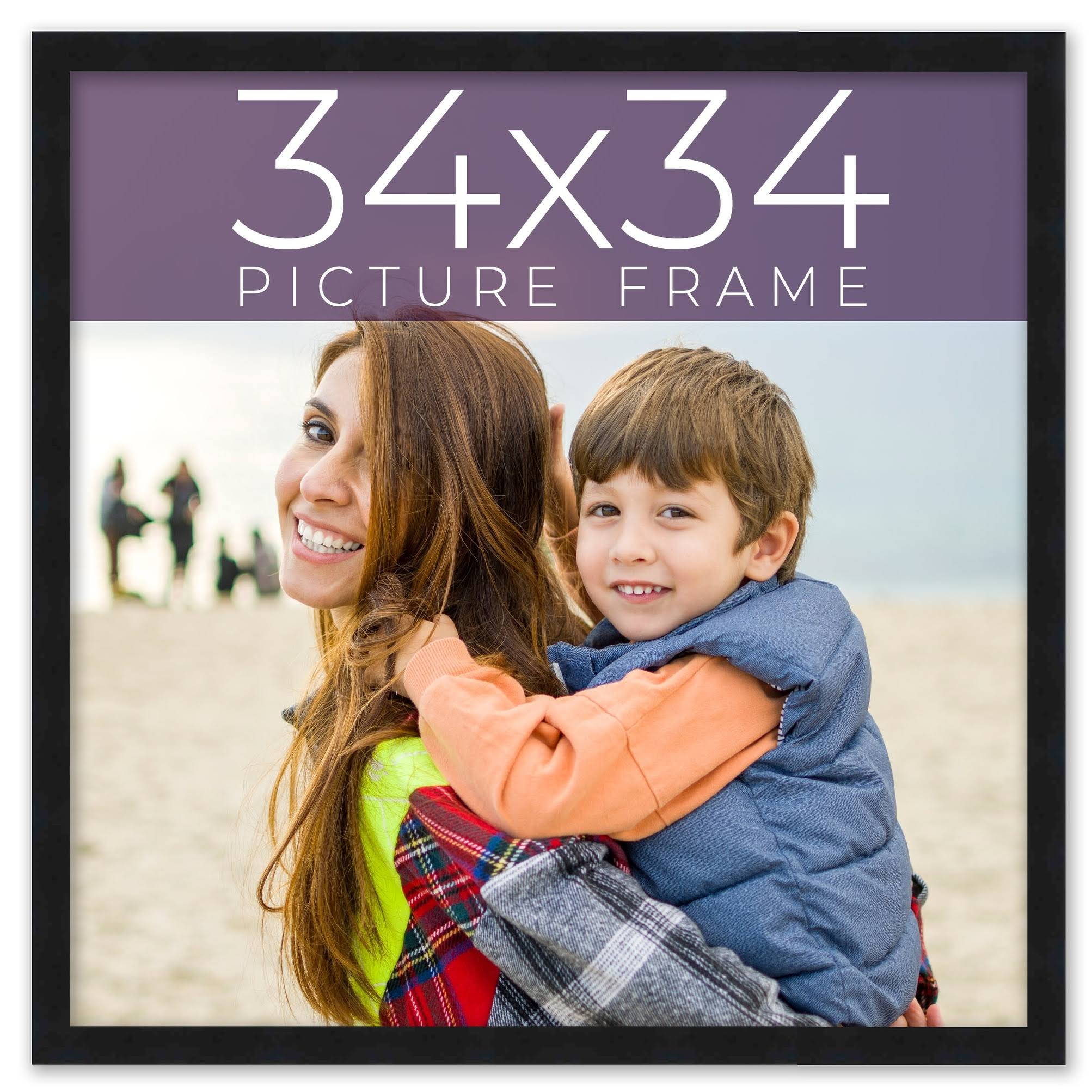 34x34 Black Picture Frame - Wood Picture Frame Complete with UV - Noir Classique