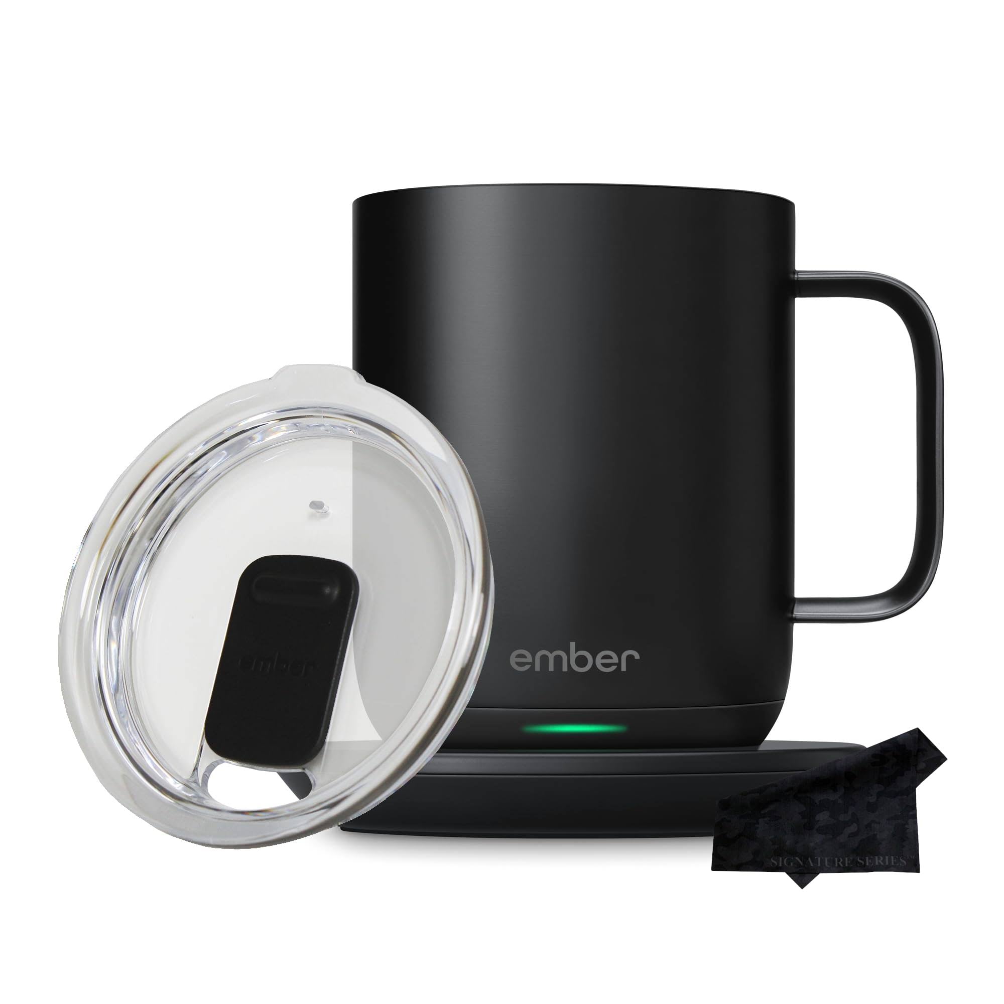 Ember Temperature Control Smart Mug 2, 10 oz, Black | 1.5-hr Battery Life | App Controlled Heated Coffee Mug | Improved Design with Clear