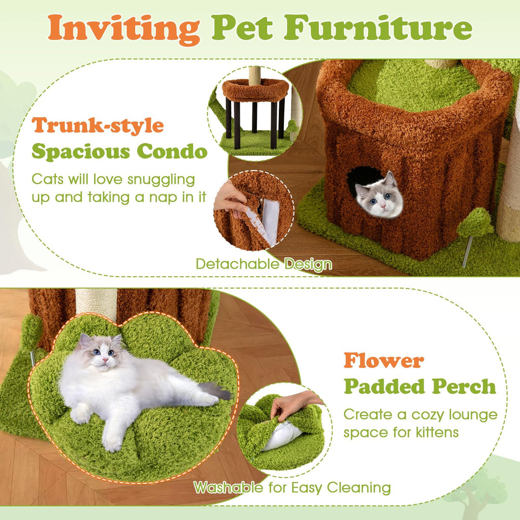 Tangkula 36 Inch Aesthetic Cat Tower with Sisal Scratching Posts & Board