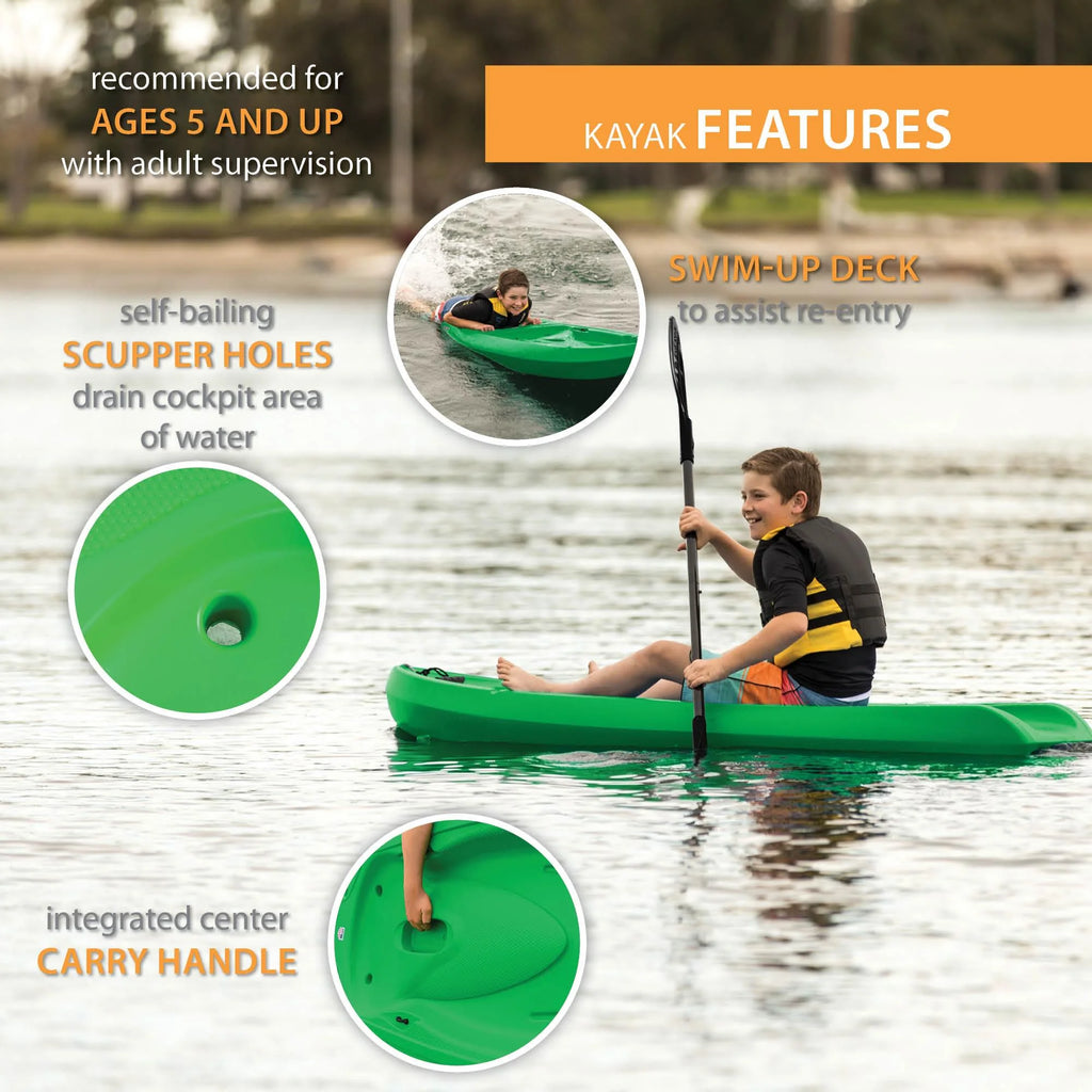 Lifetime Recruit 6.5 Ft Youth Sit - on - Top Kayak, Lime Green (90765)