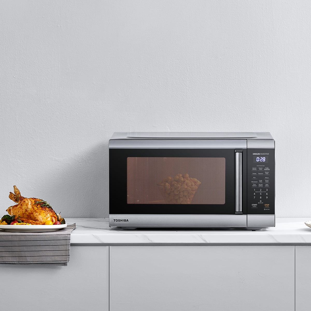 Toshiba 2.2 Cu. Ft. Countertop Microwave Oven, 1200 Watts, Stainless Steel