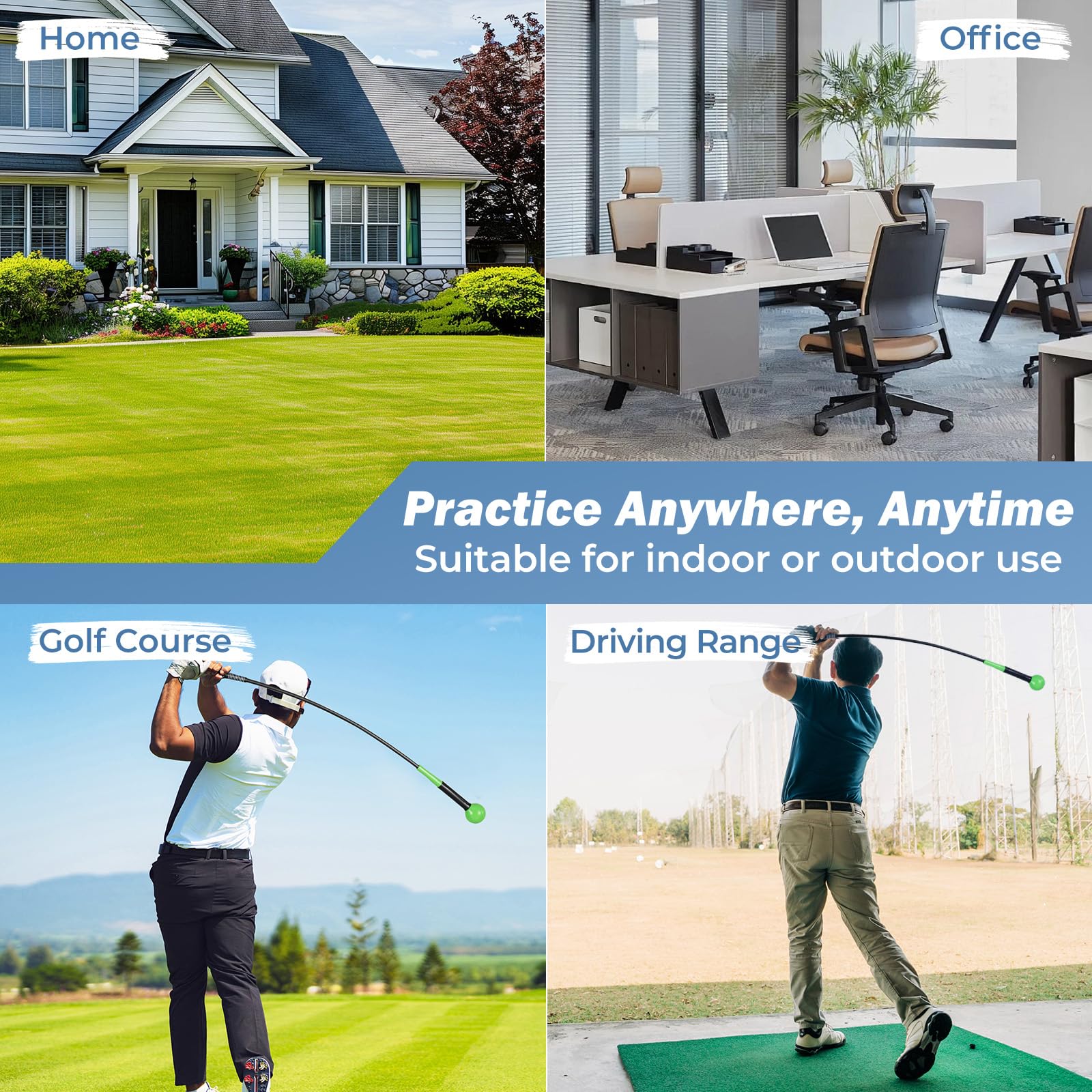 Tangkula Golf Swing Trainer 47"/40"/31.5" Warm-Up Golf Practice Training Aid with Weighted Head for Grip