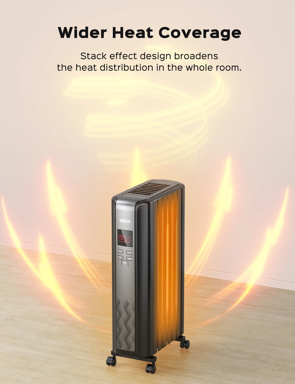 Dreo Oil Filled Radiator, Electric Radiant Heaters for Indoor Use Large Room with Remote Control, Child Lock, 4 Modes, Overheat & Tip - Over Protection, 24h Timer, Digital Thermostat, Quiet, 1500W