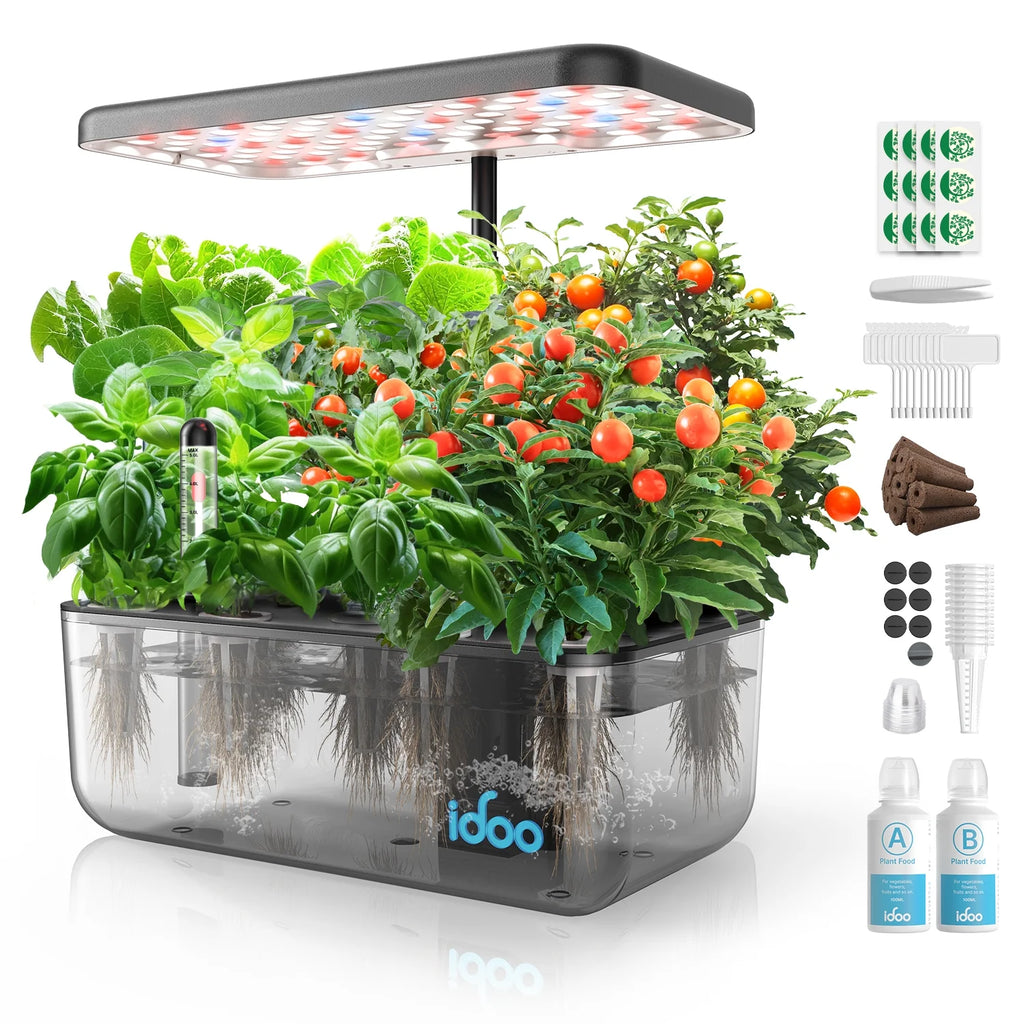 Idoo 12 Pods Indoor Garden Kit, Hydroponics Growing System, Smart Herb Garden Planter with LED Grow Light