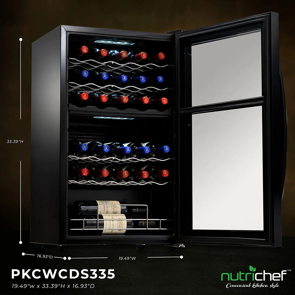 Nutrichef 33 Bottle Dual - Zone Refrigerator PKCWCDS335