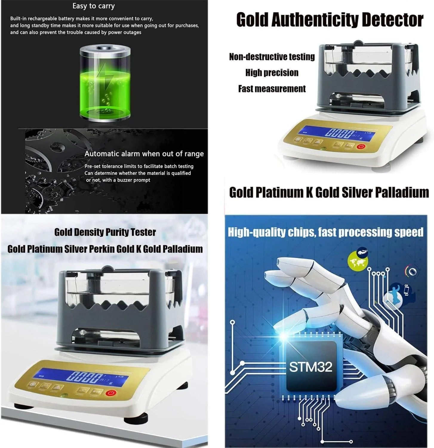 Digital Electronic Gold Purity Tester Analyser Precious Metal Purity Testing Machine for Jewelry Industry Bank Pawn Industry Gold Precious Metal Research Lab