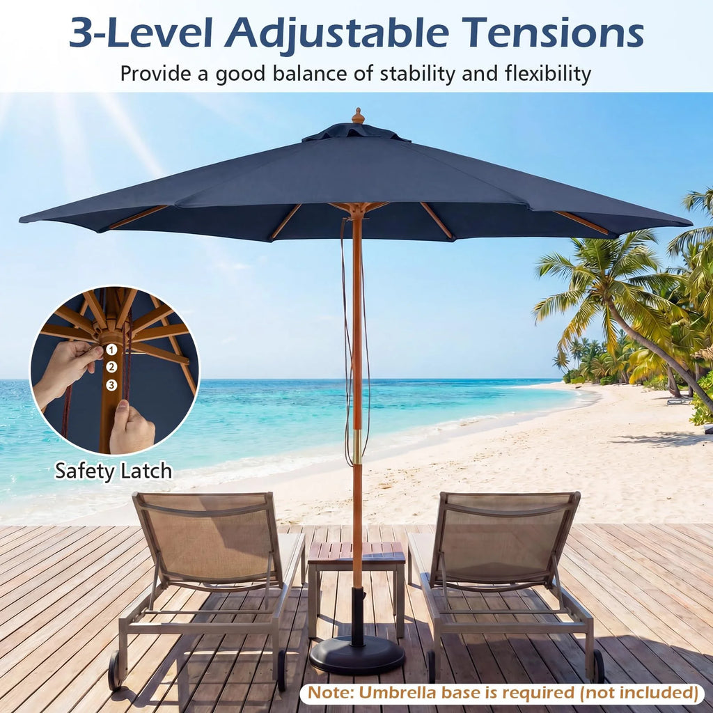Tangkula 9 FT Patio Umbrella | Outdoor Table Market Umbrella with 8 Wooden Ribs