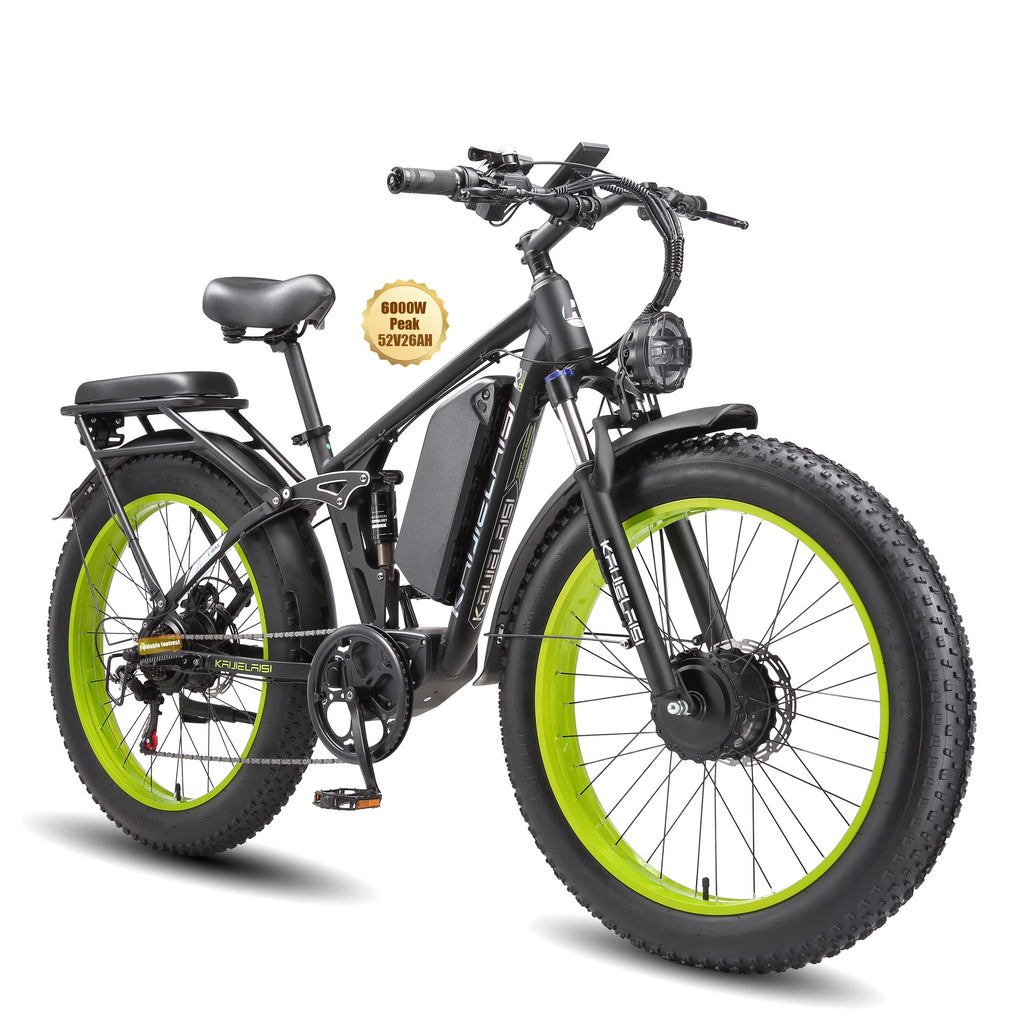KAIJIELAISI Electric Bike for Adults, AWD Ebikes Dual Motor Peak 6000W, 26'' Fat Tire Bikes with 52V 26AH Battery Hydraulic Brake ??electric Bicycle, 7 Speed Mountain Ebike UL 2849