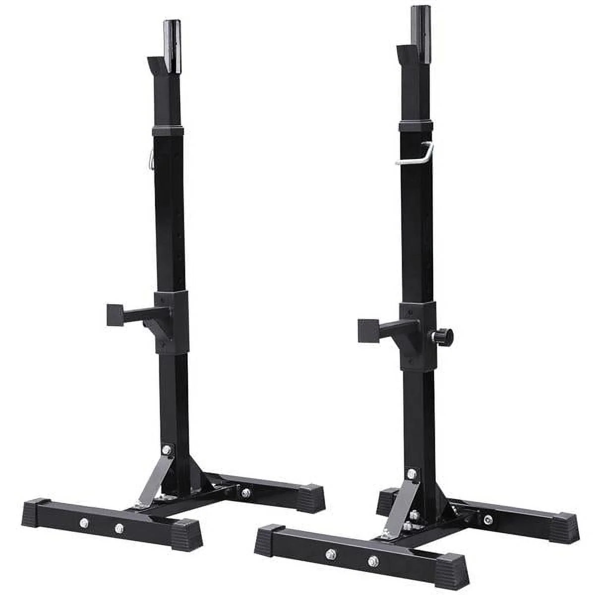 2 - Piece Adjustable Squat Stand Rack or Barbell Free Press Bench, Black