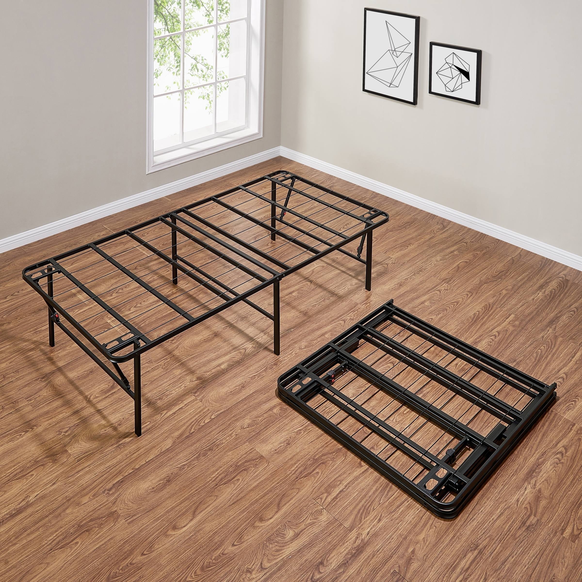 Mainstays 18" High Profile Foldable Steel Queen Platform Bed Frame, Black