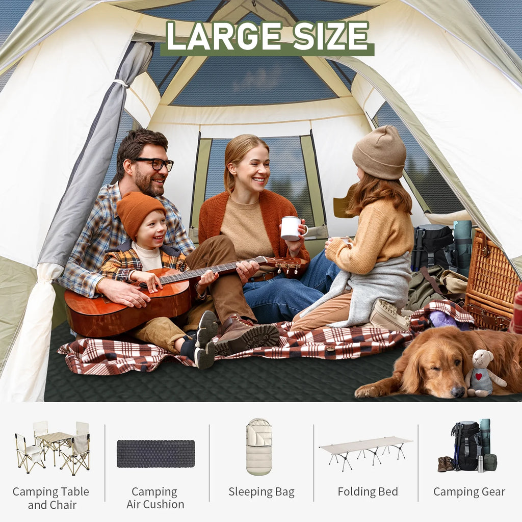 Zimtown 10 Person Tent Large Multi Room Tent for Family Camping Cabin Huge Tent with Carry Bag
