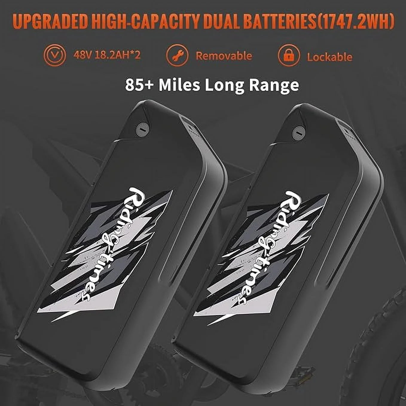 2000W Electric Dirt Bike for Adults Ridingtimes GT73 UL2849, Brushless Hub Motor, 18.2ah*2 Electric Bike with 25" Tires Digital Screen Carbon Steel, Black