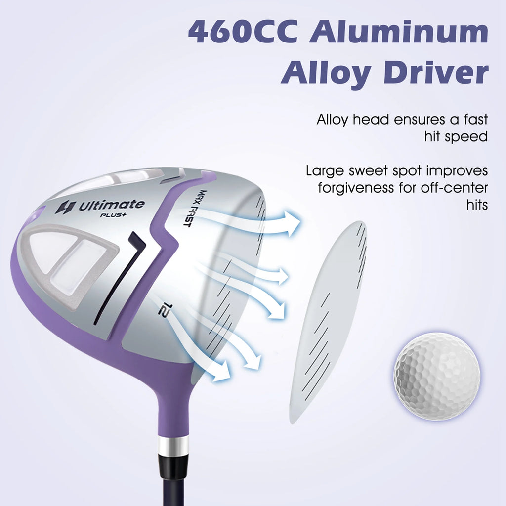 Ultimate Womens Complete Golf Club Set Golf Club Package Set W/ Rain Hood, Right Hand Purple