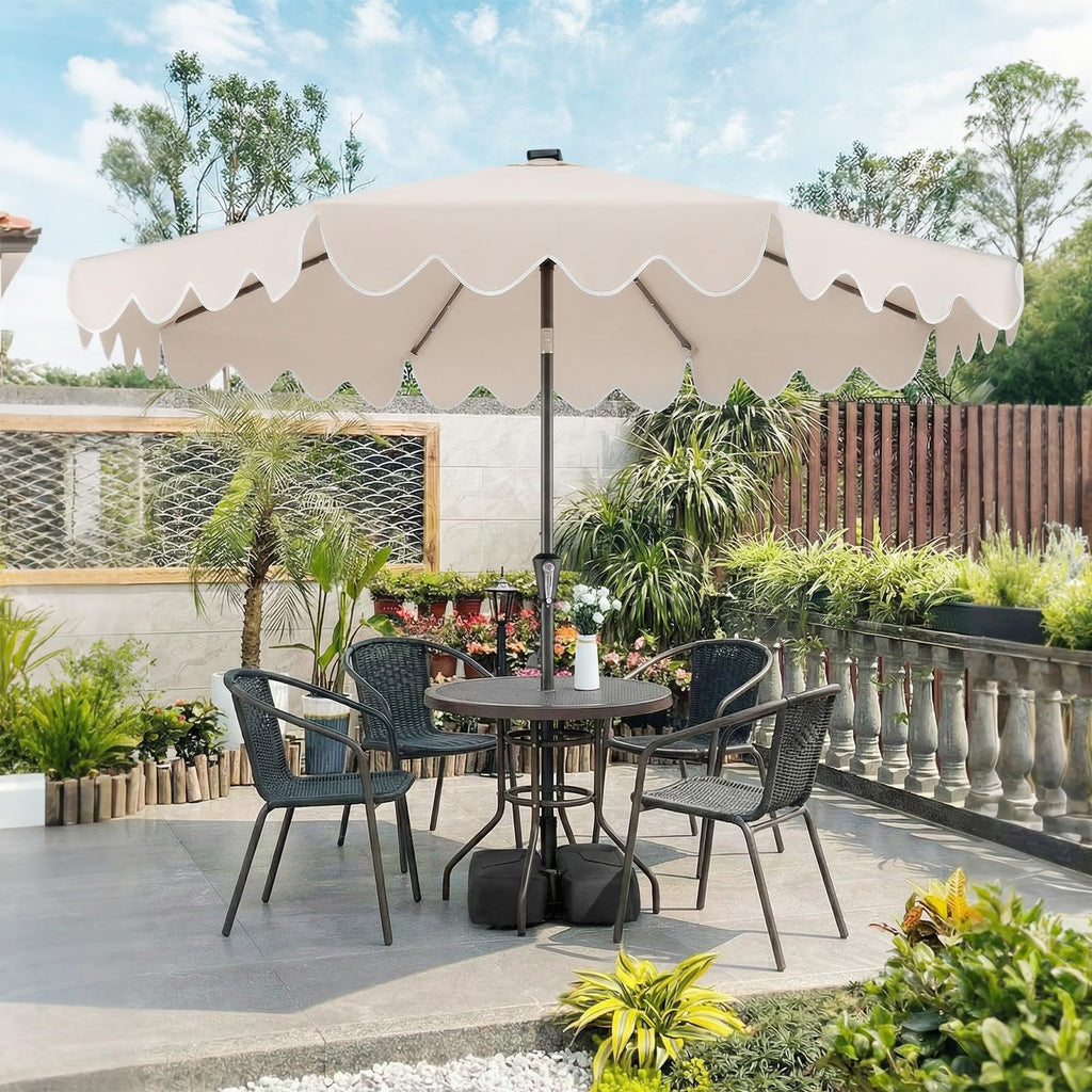 Tangkula 9 FT Solar Patio Umbrella with 32 LED Lights
