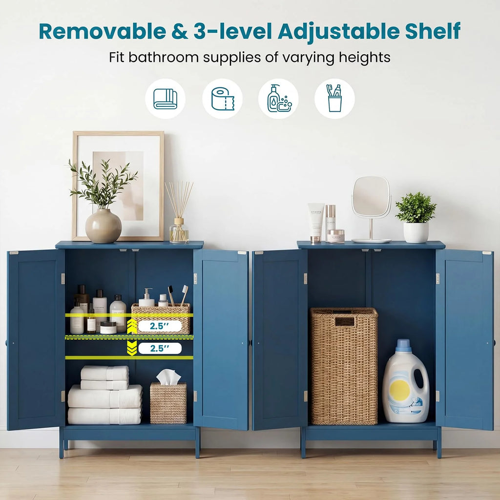 Tangkula Bathroom Storage Cabinet Freestanding Wooden Floor Cabinet