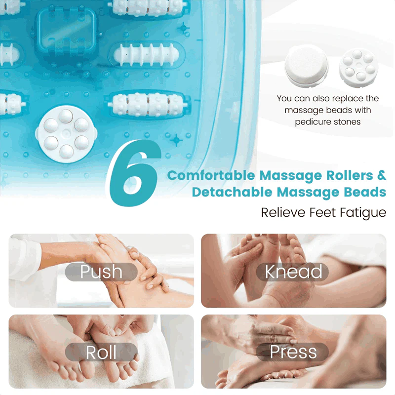 Foot Spa Bath Massager w/ Heat, Bubbles & Vibration Mode, Digital Temp Control, 12 Rollers, Pedicure Stone, Foot Soaker Tub for Relaxation