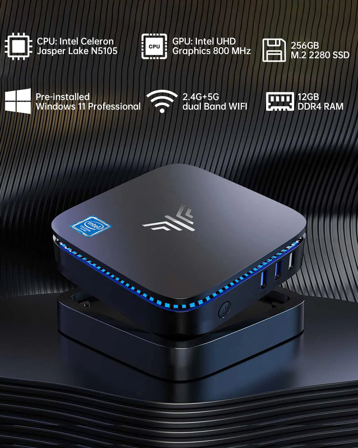 Kamrui Mini PC AK1 Pro 12GB RAM 256GB SSD