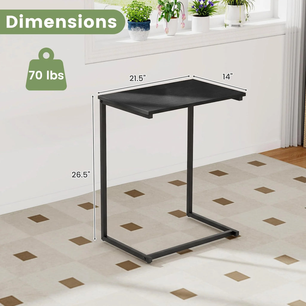 Tangkula 26.5" C-Shaped End Table for Bed