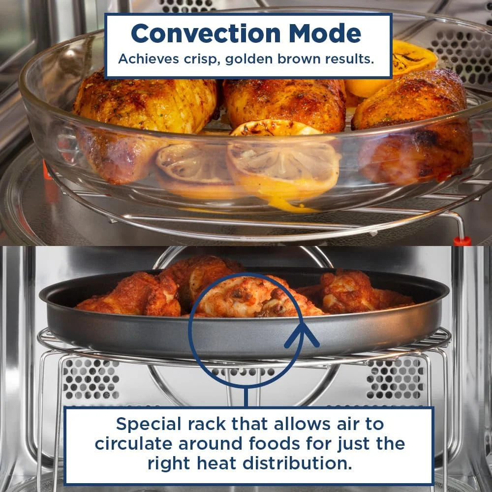 Open Box GE 3 - in - 1 Microwave Oven, 1, 050 Watts Air Fryer, Broiler and Convection Mode, Child - Lock Technology, Kitchen Essentials for the Countertop or Dorm Room, 1.0 Cu. Ft., Stainless Steel